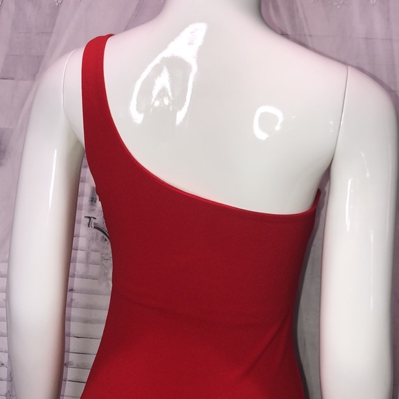 Red mini one shoulder dress - Picture 6 of 8